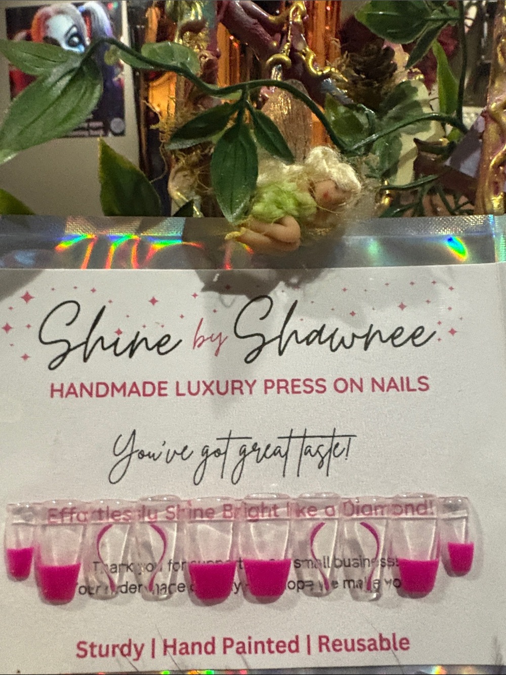 Shine by Shawnee- Pink Handmade Luxury Reusable Press-On Nails NWT 5/$35 1/$10 - Picture 3 of 4